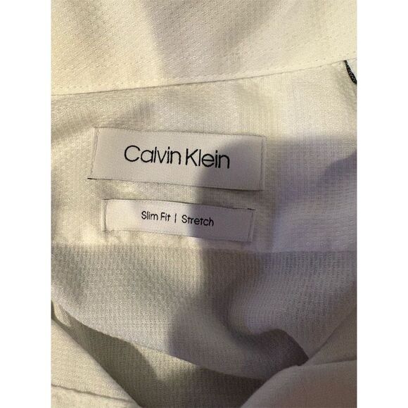 Calvin Klein Men's Slim Fit White Dress Shirt 15.5 Long Sleeve - Picture 5 of 7